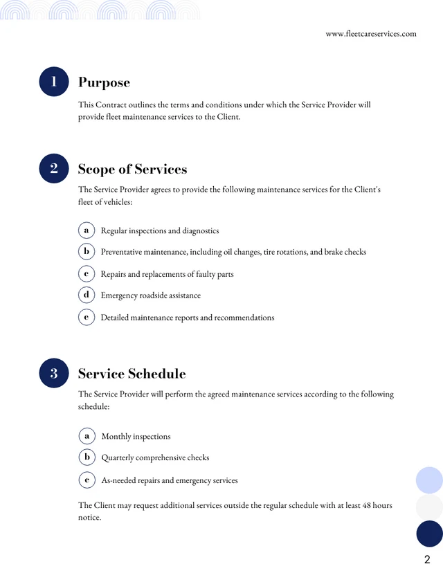 Fleet Maintenance Contract Template - Page 2