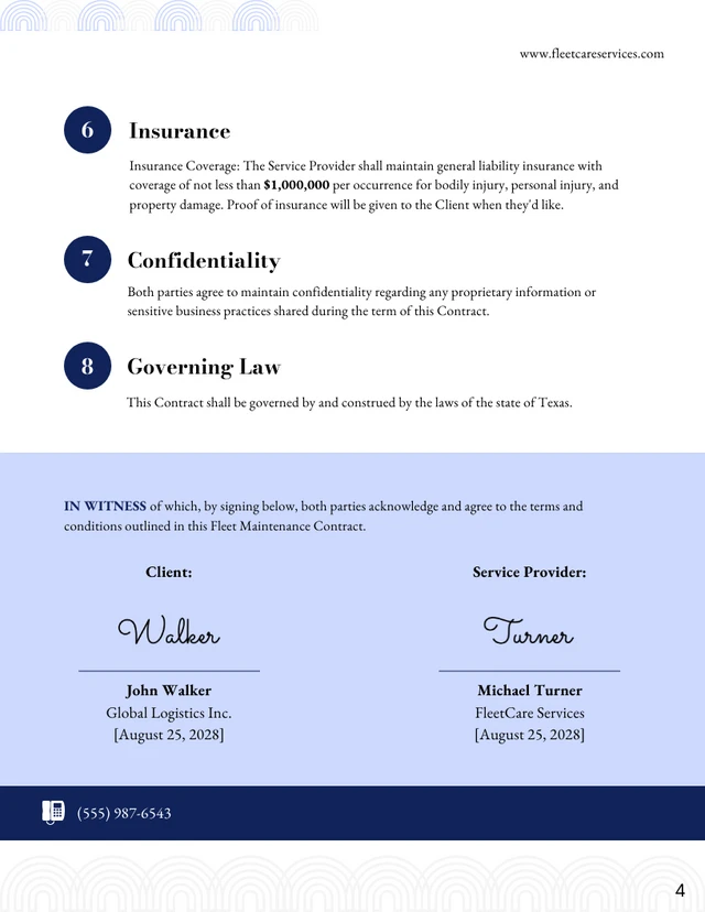 Fleet Maintenance Contract Template - Page 4