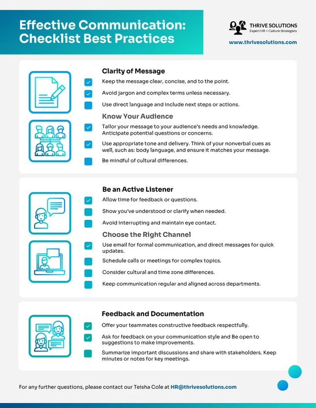 Effective Communication Checklist HR Best Practices Template