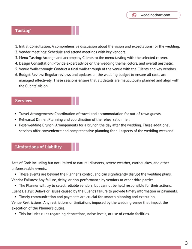 Wedding Planner Contract Template - Page 3