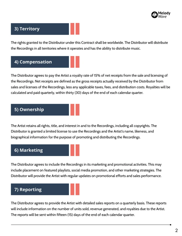 Music Distribution Contract Template Default - Page 2