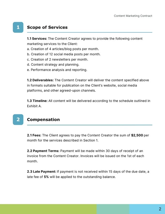 Content Marketing Contract Template - Page 2