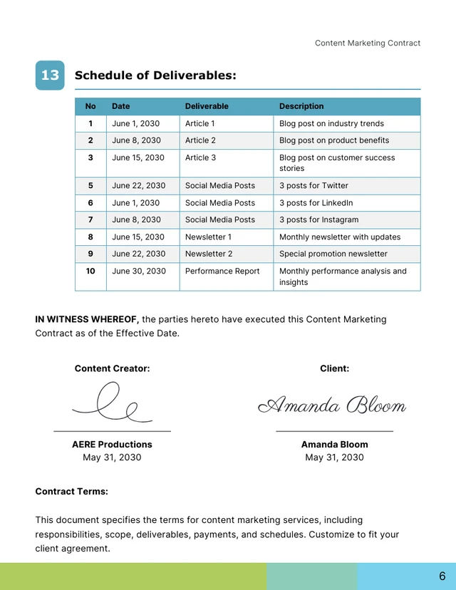 Content Marketing Contract Template - Page 6