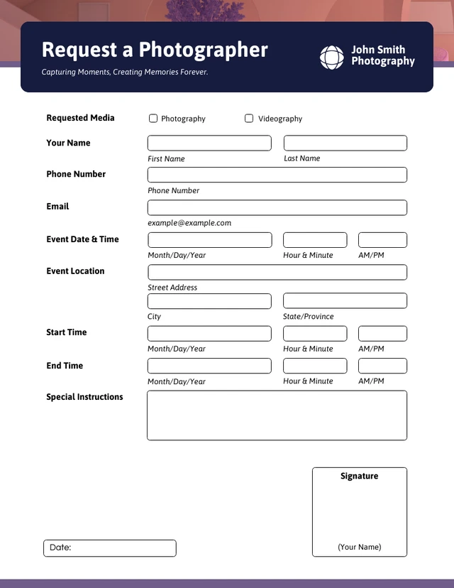 Navy and Purple Request Forms Template