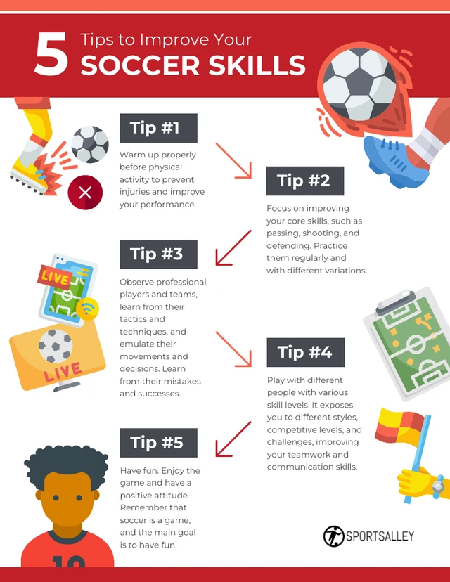 5 Tips to Improve Your Soccer Skills Infographic Template