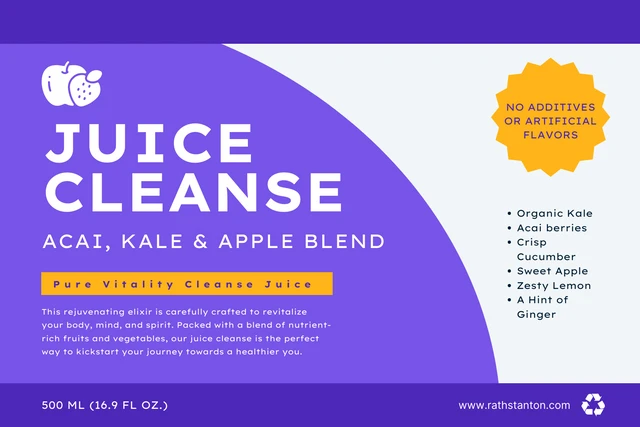 Minimalist Healthy Juice Water Bottle Label Template