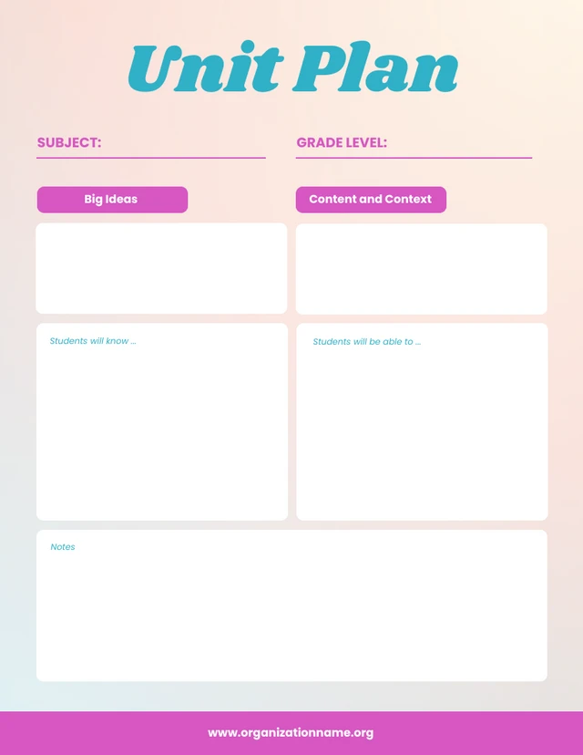 Blue and Purple Gradient Simple Unit Plans Template