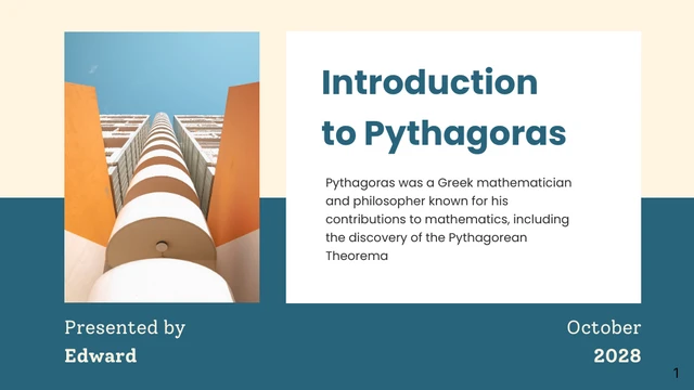 Dark Green PythagorasMathematics Presentation - Page 1