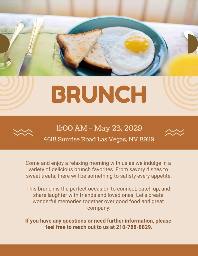 Brown Simple Elegant Modern Brunch Party Invitation Template