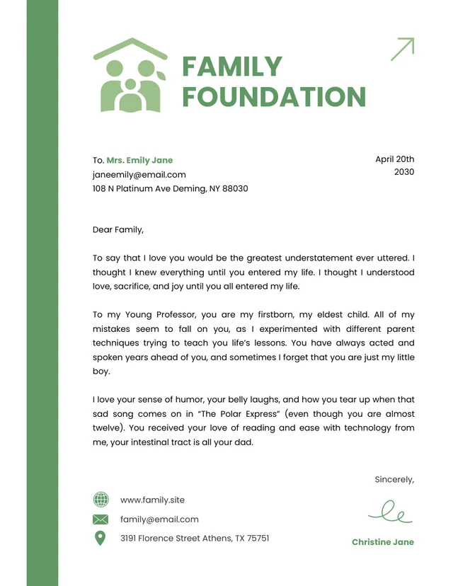 White And Green Clean Minimalist Business Family Foundation Letterhead
