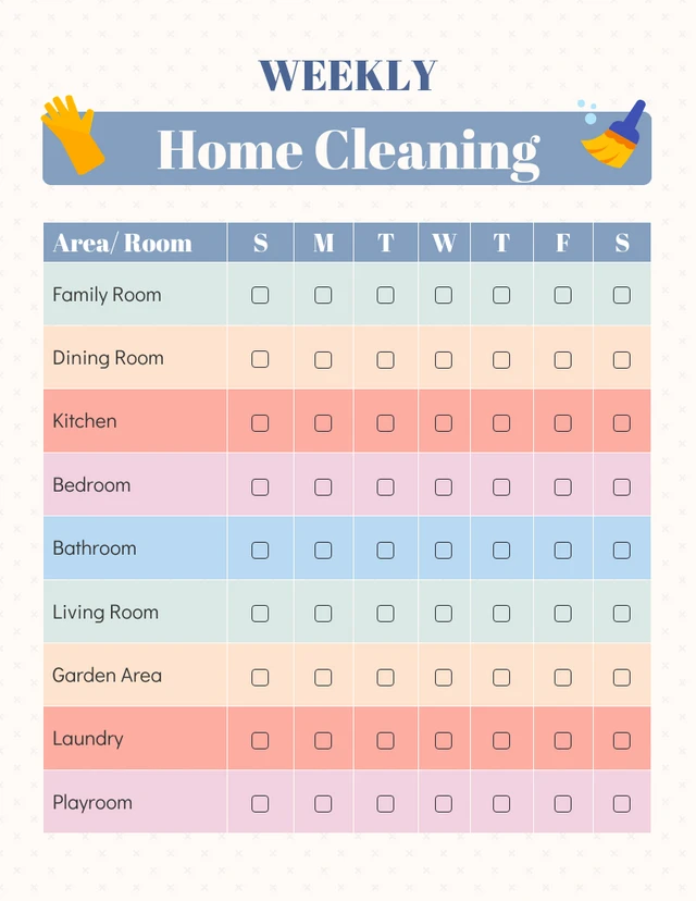 White Blue Weekly Home Cleaning  Template