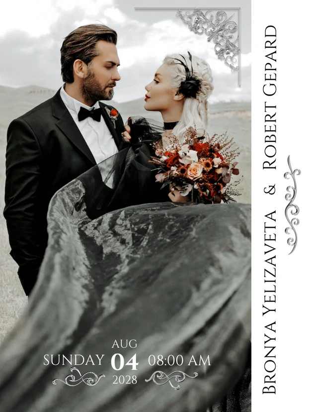 Silver Photoshoot Wedding Reception Card Template
