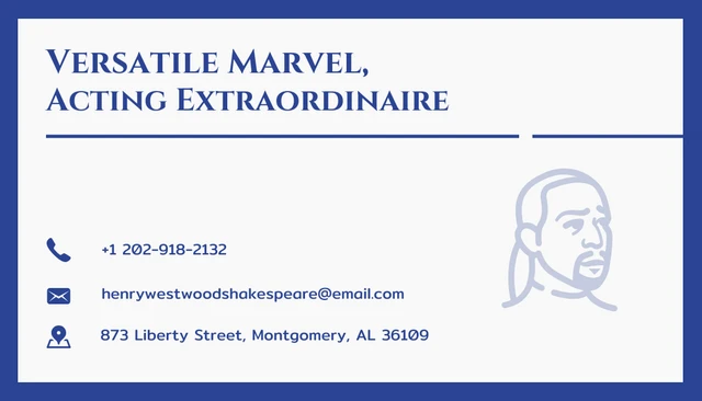 Blue And Beige Professional Actor Business Card - Page 2