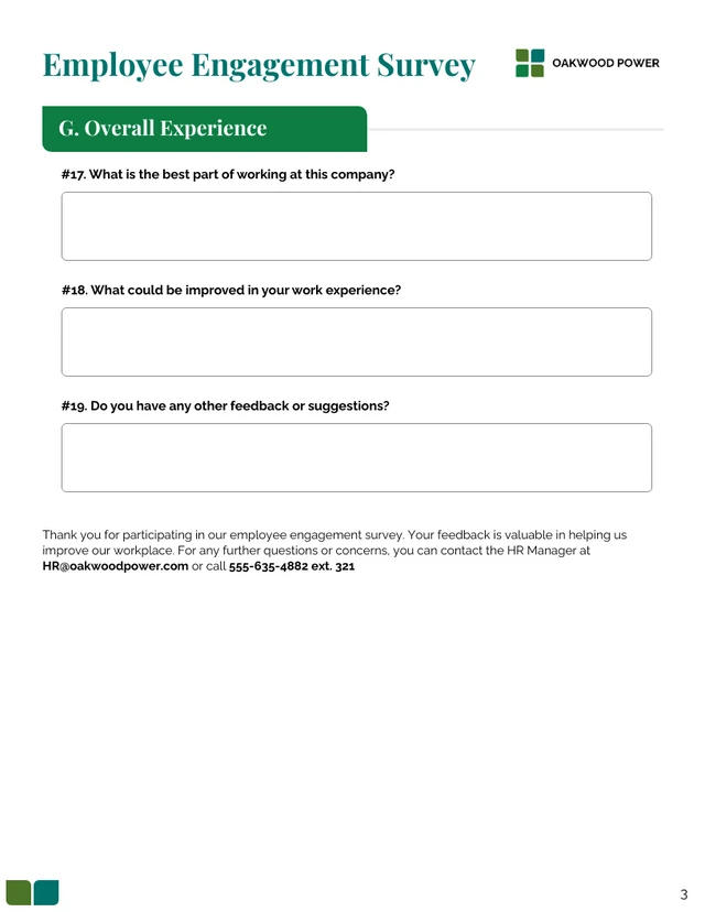 Employee Engagement Survey Form Template - Page 3