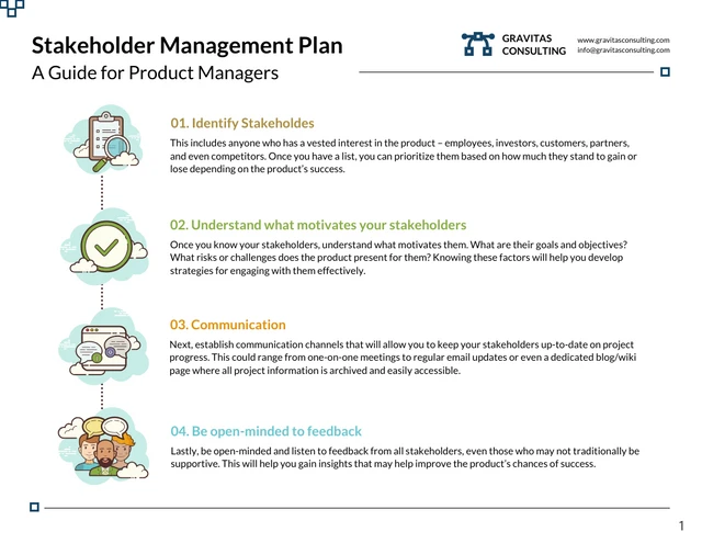 Stakeholder Management Plan Template - Page 1