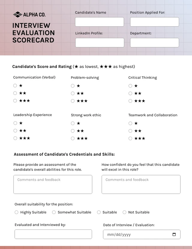 Gradient and White Simple Modern Interview Form Template