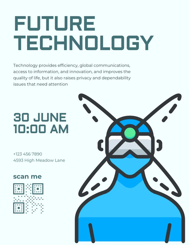 Light Blue Illustration Future Technology Poster Template