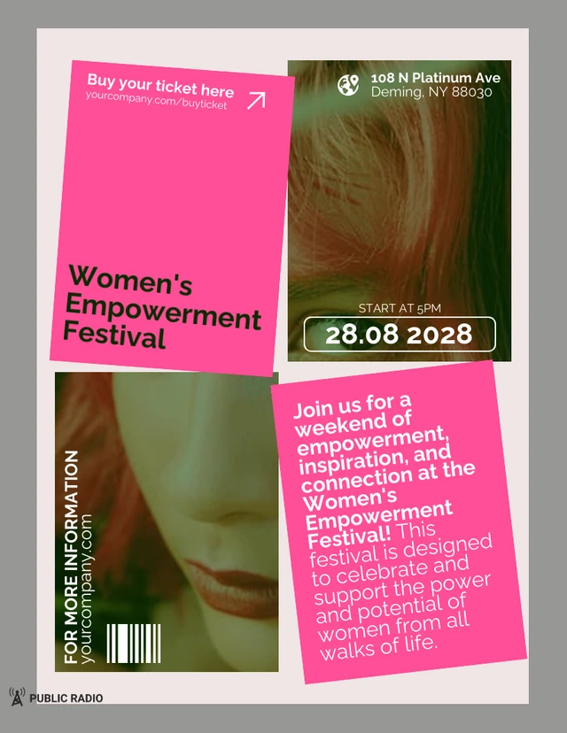 Pink College Festival Poster Template
