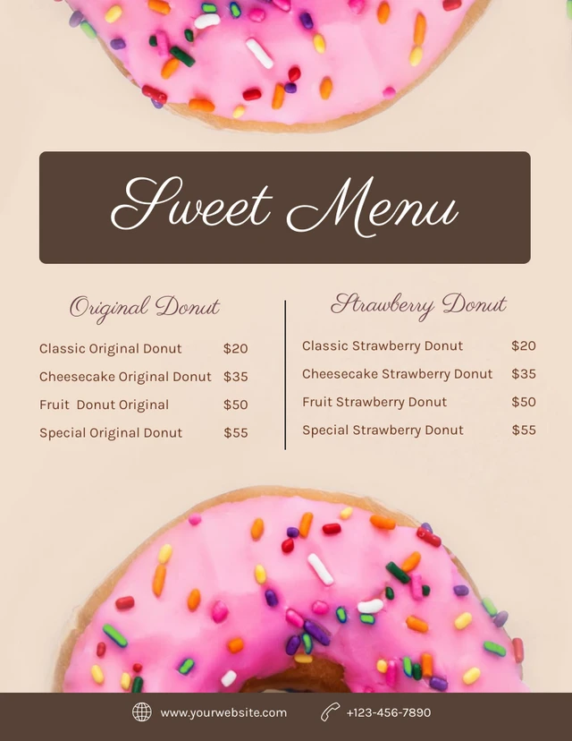 Light Brown Classic Photo Dessert Menu Template