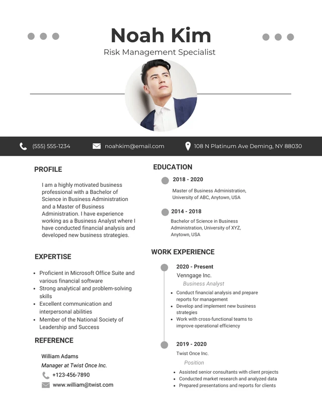 White And Black Minimalist Professional Business Resume Template
