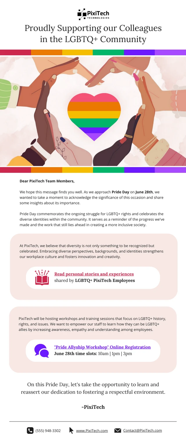 Inclusive Email for LGBTQ+ Pride Day Newsletter  Template