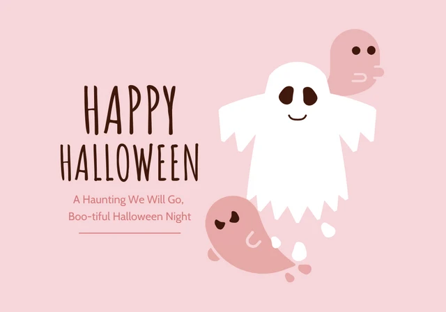 Soft Pink Cute Ghosts Halloween Template
