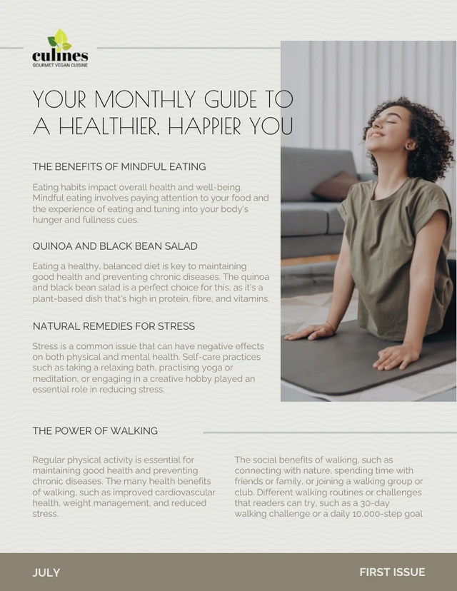 Minimalist Beige And Sage Health Newsletter