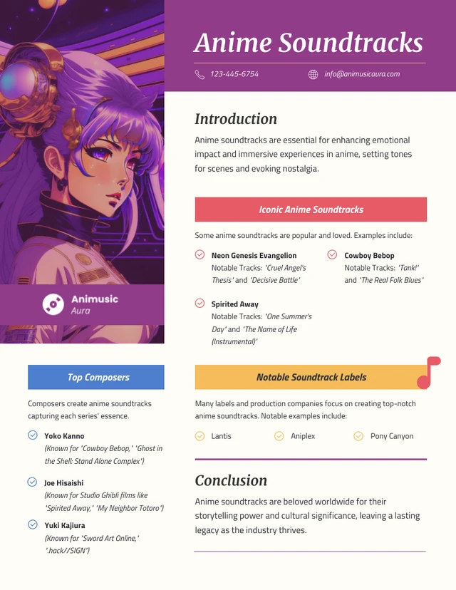 Anime Soundtracks Infographic Template