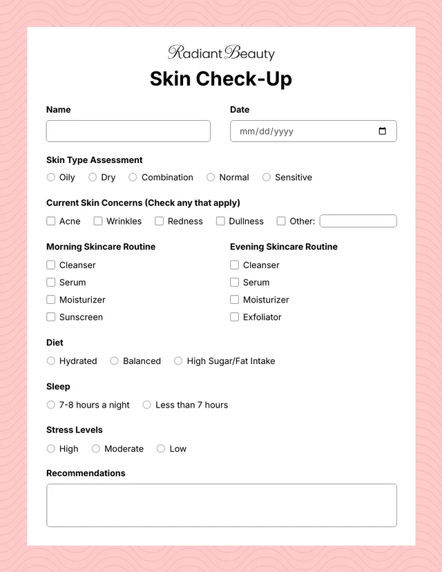 Soft Pastel Skincare Audit Form Template