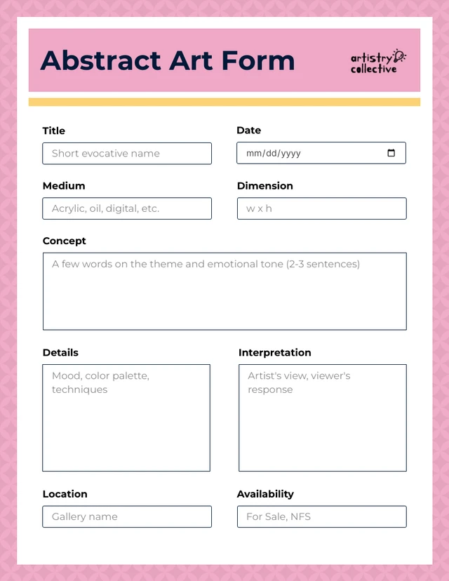 Simple Abstract Art Submission Form Template