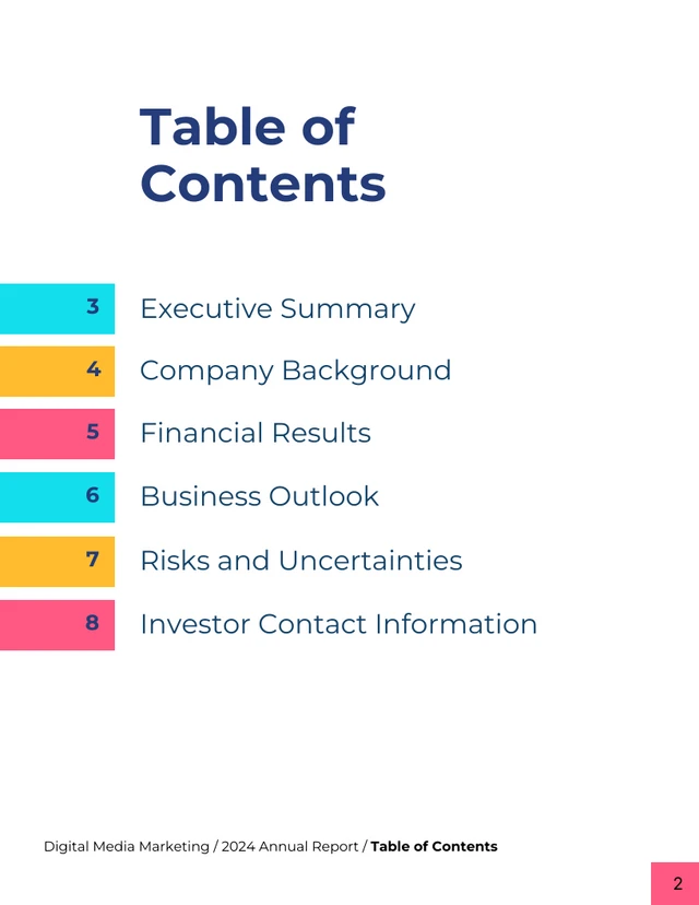 Company Annual Report Template - Page 2