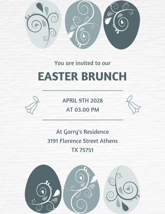 White Modern Vintage Texture Easter Brunch Invitation Template