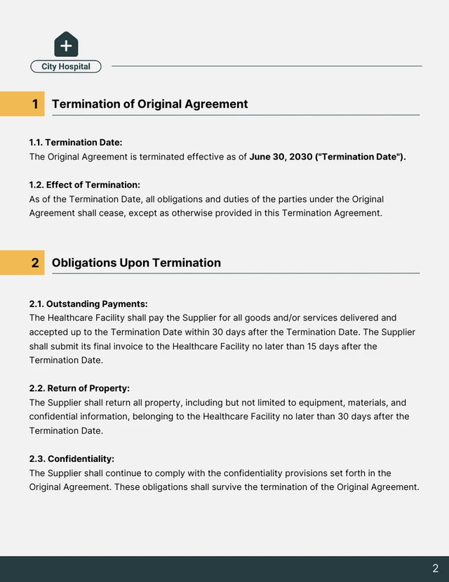 Termination Of Supplier Contract Template - Page 2