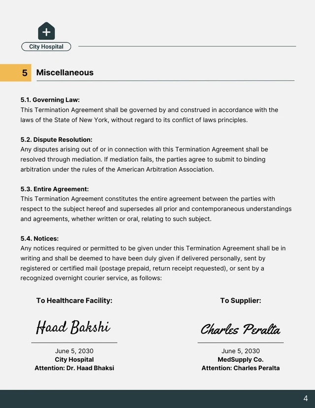 Termination Of Supplier Contract Template - Page 4