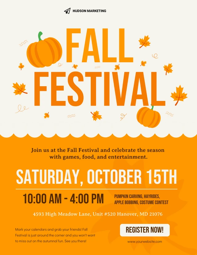 Orange Fall Festival Poster Template
