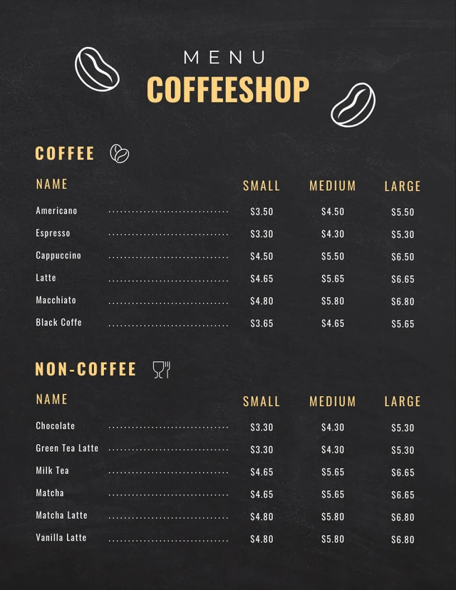 Dark Grey Modern Texture Coffee-Shop Menu Template