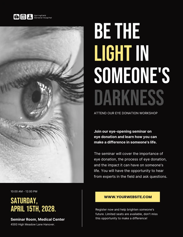 Black Seminar Eye Donation Poster Template
