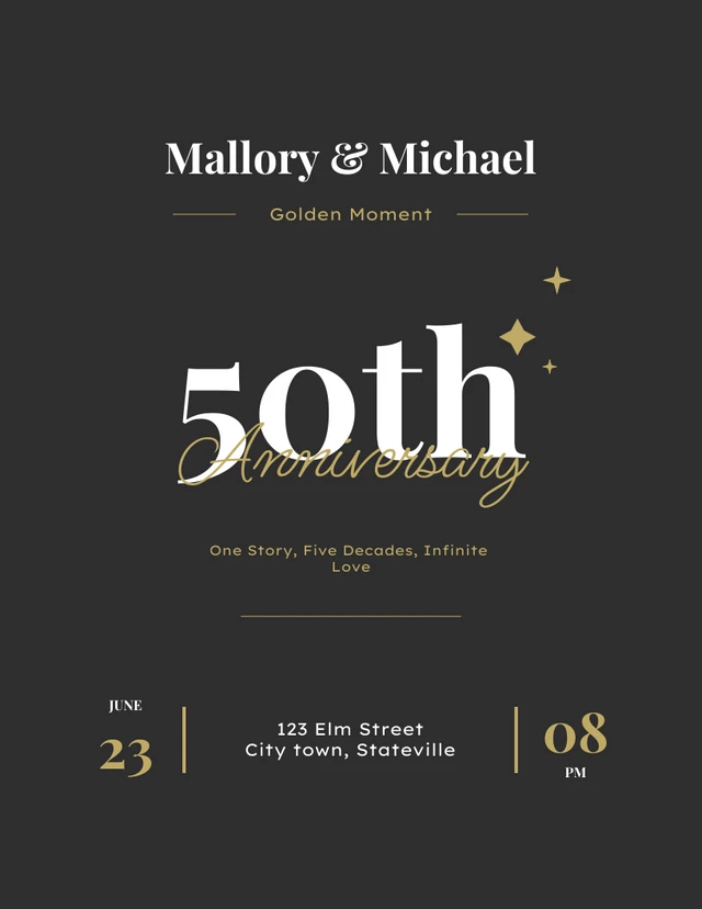 Gold, White & Black Golden Moment 50th Anniversary Template