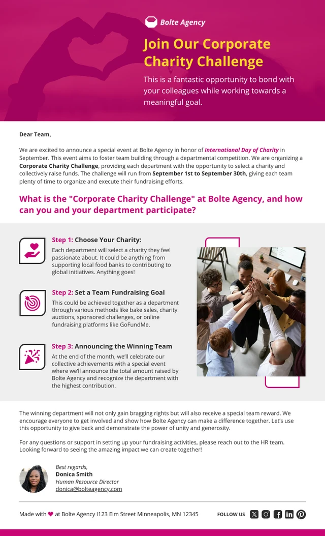 Corporate Charity Challenge Newsletter Template