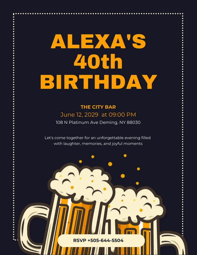 Dark Orange 40Th Birthday Invitation Template