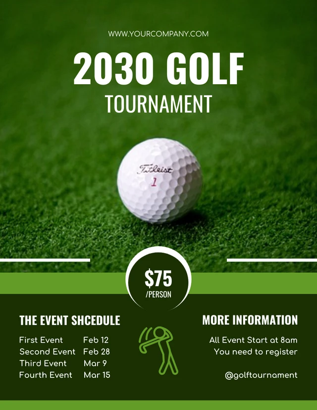 Green Simple Golf Tournament Schedule Template