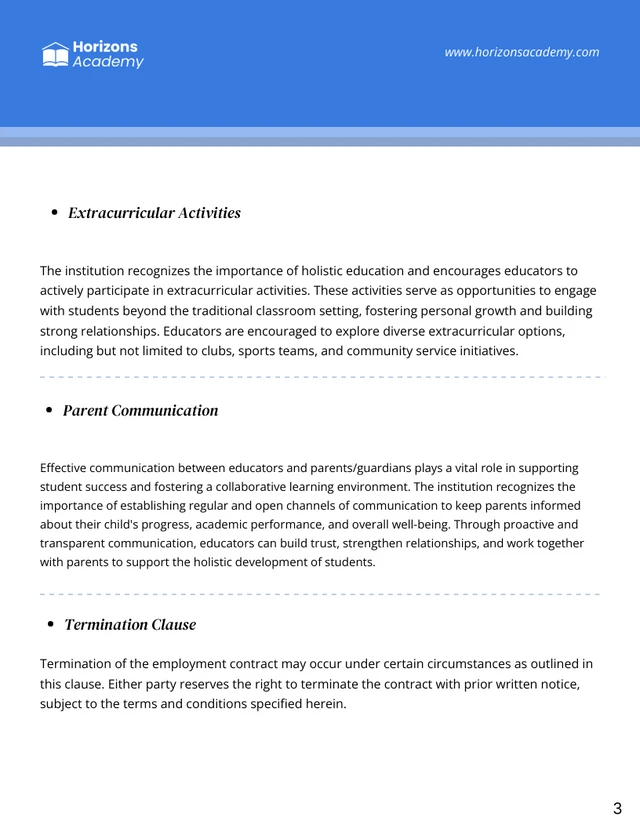 Teacher Employment Contract Template - Page 3