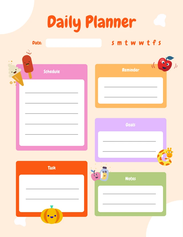 Beige Multicolor Cute Planner Template