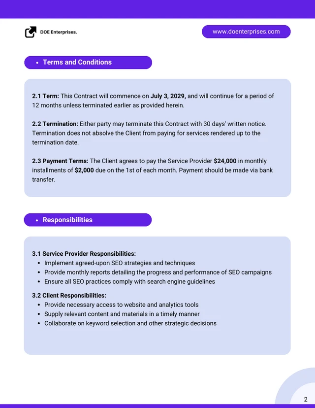 SEO Contract Template - Page 2