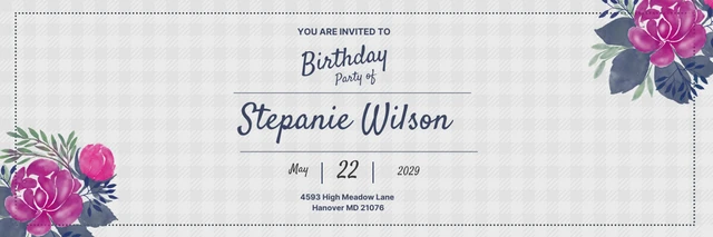 Purple Banner Birthday Invitation Template