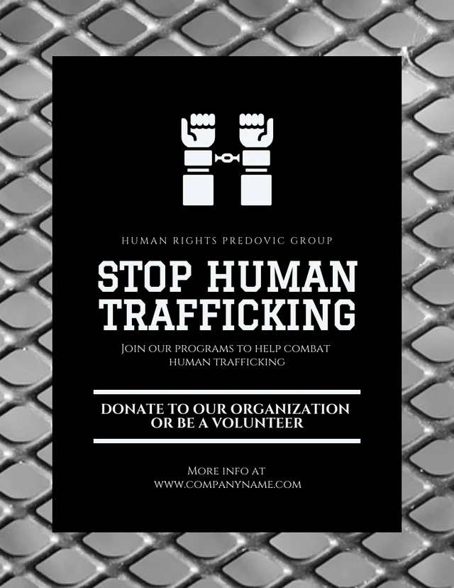 Grey And Black Modern Texture Human Trafficking Poster Template