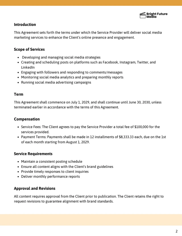 Social Media Consultant Contract Template - Page 2