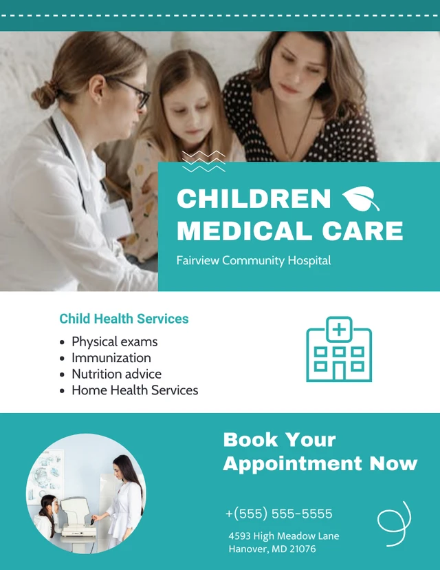 Child Health Medical Check up Green Flyer Template
