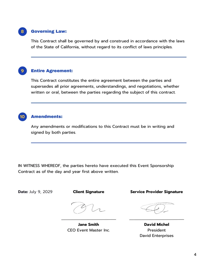 Event Sponsorship Contract Template - Page 4