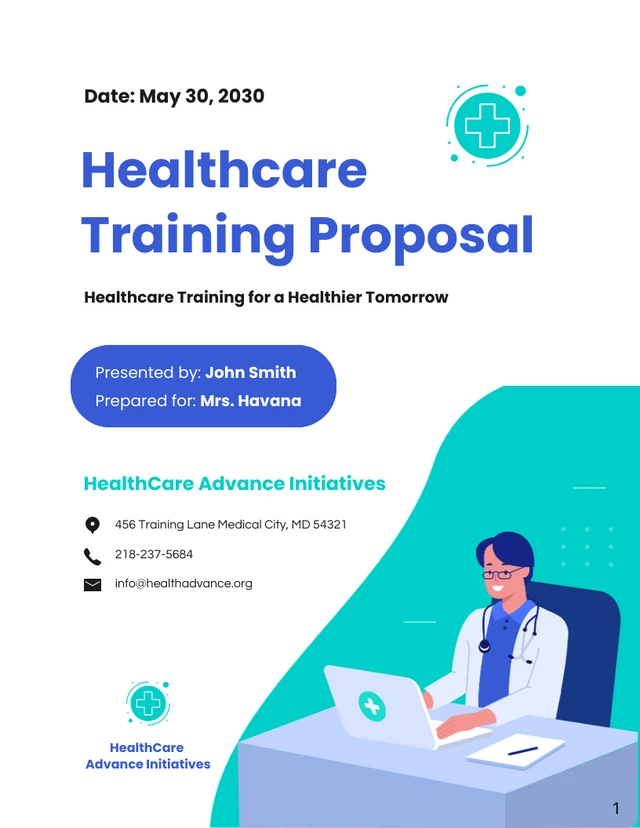 Tosca Green and Blue Healthcare Training Proposal - Page 1